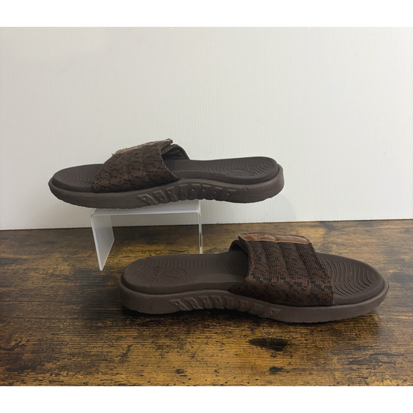 ONCAI Orthotic Sandals Slides Mens Sz 7.5 Brown Hook Loop Plantar Fasciitis - Picture 3 of 10